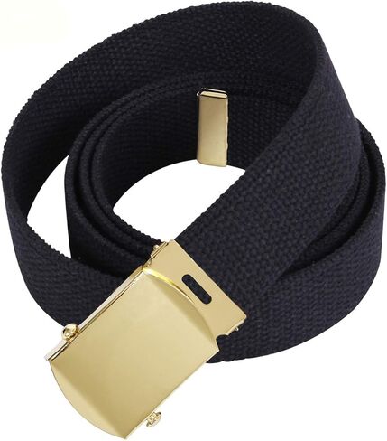 Army Belt: Black Elastic with 22k Gold Flash Buckle and Tip in Kuwait