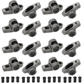 ECCPP Engine Rocker Arm Fits For SBC Small Block For Chevy 327 350 400 Roller Rocker Arm 1.6 Ratio 3/8" Studs 16pcs