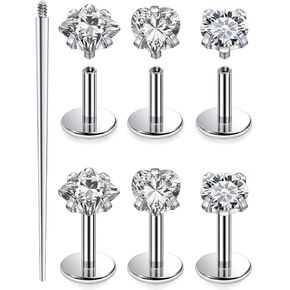 Cisyozi 20G 18G F316 Titanium Flat Back Nose Rings Studs Hypoallergenic Medical Grade Nose Studs for Women Men Shiny Cubic Zirconia Nose Rings Piercings Jewelry for Sensitive Skin