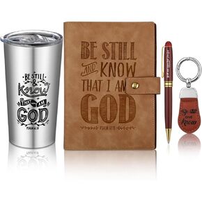 Tioncy Christian Gifts Pastor Appreciation Bible Journal Notebook Bible Verse Tumbler Pen and Leatherette Keychain Christian Gifts for Women Men Pastor Birthday