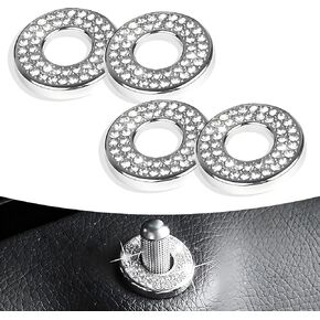 4 PCS Bling Car Door Latch Cover, Rhinestone-encrusted Tie Rod Bolt Decorative Cover, Modification Accessories, for Mercedes-Benz E-Class, A-Class, B-Class, C-Class/GLC/GLA/GLK GLA (White)
