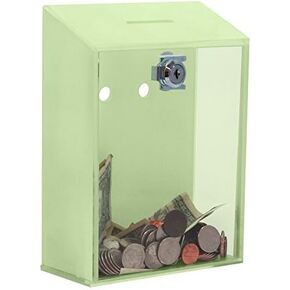 Acrylic Charity Coin Collection Box Donation and Suggestion Box with Lock and 2 Keys (Glow in The Dark)
