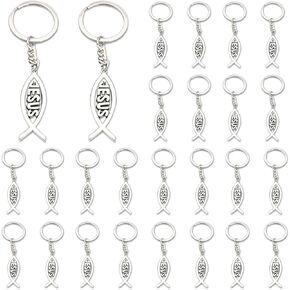 40 Pack Jesus Fish Keychains Christian Keychains Baptism Favors Bible Verse Keychains Jesus Gifts for Women Men Family Reunion Favors