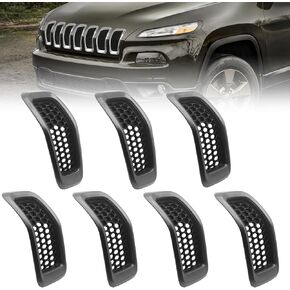 7pcs Grill Mesh Inserts Fit for Jeep Cherokee 2014-2018, Honeycomb Mesh Front Grill Inserts Grille Cover Frame Trims (Chrome Trim)