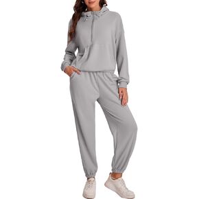 Bloggerlove Women's 2 Piece Jogger Lounge Sets 2024 Matching Sweat Zip Hoodie Sweatshirts Sweatpants Tracksuits Fall Outfits