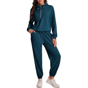 Bloggerlove طقم صالة الركض للسيدات مكون من قطعتين 2024 بلوزات وقلنسوة بسحاب متطابقة للعرق وبلوزات رياضية ملابس الخريف in Kuwait