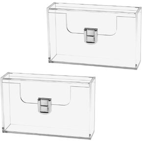 BTSKY 2 Pack Clear Acrylic Index Card Box for 4x6 Inch Cards, Index Card Holder Notecard Box Recipe Card Box Plastic Storage Organizer for Filling Index Cards, Note Cards, Flashcards, Recipes