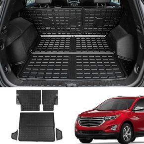 Floor Mats Compatible with 2018-2025 Chevrolet Equinox Cargo Liner Gmc Terrain Trunk Mat All Weather Seat Back Protector 2024 Chevy Equinox Accessories (Set of 8 Mats)