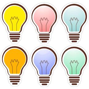 60 pcs Light Bulb Bulletin Board Stickers 2x3 inch Colorful Light Bulb Classroom Wall Decorations Labels