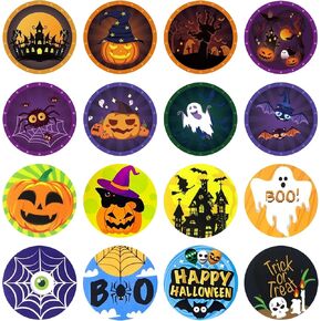 Halloween Stickers Happy Halloween Stickers 1000PCS Halloween Pumpkin Bat Spider Ghost Stickers 1.5 Inch Halloween Sticker Roll for Gift Bags, Envelope Seals, Halloween Party Decoration