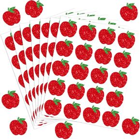 Whaline 500Pcs Apple Stickers Back to School Glitter Apple Paper Decals Red Apple Self Adhesive Seal Stickers Cute Fruit Teachers Reward Stickers for Envelopes Scrapbook Gifts DIY Classroom Decor