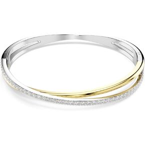 Swarovski Hyperbola bangle, Round cut, Clear, Mixed metal finish