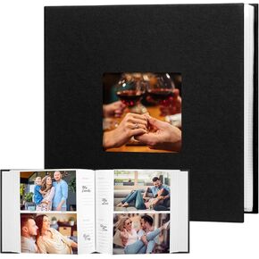 Photo Album 4x6 240 Photos with Writing Space, 4x6 Photo Album Leather Cover with Front Window, 4x6 Picture Album, 240 Photos 4x6 Photo Album Book for Wedding Kids Travel Family Baby Pictures (Black)