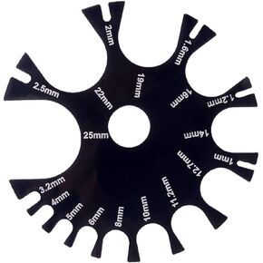 Black Acrylic Double-Sided Scale Piercing Gauge Measuring Tool - Gauge Measurement Wheel for Piercing Kit, Gauge Chart 18G (1mm) to 1" (25mm), Jewelry Measuring Tool for Septum Jewelry