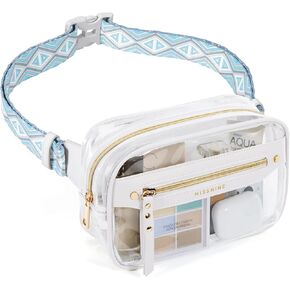 Missnine Clear Fanny Pack Stadium Approved for Women Clear Bag for Stadium Events Concert Clear Belt Bag Transparent Waist Bag with adjustable strap for Sports, Travel, Beach
