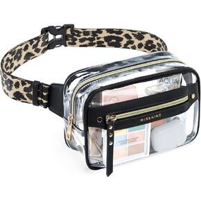 Missnine Clear Fanny Pack Stadium معتمد للنساء حقيبة شفافة لأحداث الاستاد والحفلات الموسيقية وحقيبة حزام شفافة حقيبة خصر شفافة مع حزام قابل للتعديل للرياضة والسفر والشاطئ