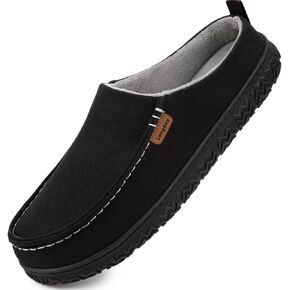 LongBay Men's Canvas Moccasin Slippers Slip on Memory Foam Clog House Shoes for Indoor Outdoor