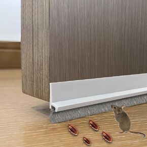 2 PCS Door Draft Stoppers with Brush, Door Sweep for Bottom of Door, Soundproof Door Sealer for Exterior/Interior Doors and Dust/Noise/Hot or Cold Air Insulation, 2" W x 39" L (White)