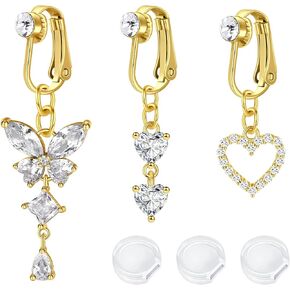 VCMART Fake Belly Piercing Fake Belly Button Piercing Clip on Belly Button Rings Surgical Stainless Steel Non Piercing Fake Belly Ring for Women