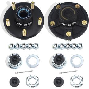 2 Sets Trailer Hub Kits 5 on 4.5'' for 2000 lbs 1-1/16'' BT9 Straight Axle Spindle, Prelubricated L44649 Bearings 5x4.5 Trailer Replacement Idler Hub 5 Lug Bolt Trailer Wheel Hub Kit