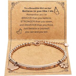 DS Inspirational Leather Bracelet for Women Christian Engraved Bibler Verse Cross Butterfly Daisies Charm Bracelet, Exquisite Stainless Steel Jewelry Daughter Best Friend Bestie