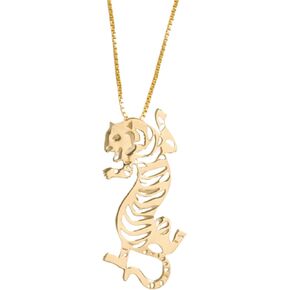 INK + ALLOY Tiger Necklace for Women, Bianca Brass Metal Pendant Statement Necklace for Teachers, Hypoallergenic Handmade Jewelry for the Modern Bohemian, 18-Inch Length (Gold)