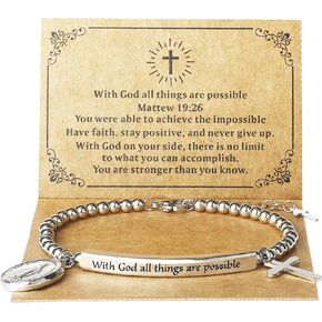 DS Inspirational Leather Bracelet for Women Christian Engraved Bibler Verse Cross Butterfly Daisies Charm Bracelet, Exquisite Stainless Steel Jewelry Daughter Best Friend Bestie