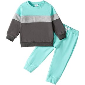 Toddler Girl Clothes Color Block Sweatshirt Top+Casual Pants 2 Piece Girl Fall Winter Outfits 2-7T