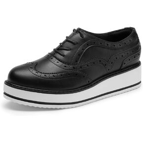 DREAM PAIRS Women's Platform Oxfords Lace-up Wingtips Round Toe Dress Shoes