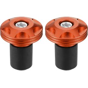 Motorcycle Handlebar End Plug Aluminum Alloy 7/8" 22mm 32mm OD Fashionable | Front Handle Bar Grips Cap Gear Balanced Plug Orange 2 Pcs