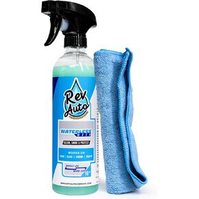 Rev Auto Waterless Car Wash Kit - Cleans Vehicles Without Water Source/Includes Two 16oz Waterless Wash Spray Cleaner and Microfiber Towels | Car Exterior Cleaner | No Rinse Car Wash Cleaning Spray