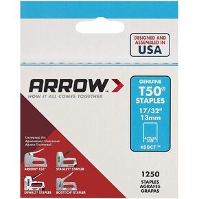 Arrow Fastener 17/32 in. L x 3/8 in. W Galvanized Steel Flat Crown Heavy Duty Staples 18 Ga. 1250 pk