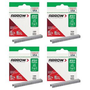 Arrow Fastener 214 Genuine JT21 1/4-Inch Staples, 1,000-Staples - 4 Pack