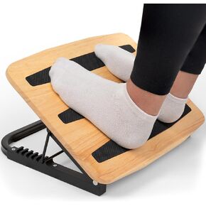 Adjustable Foot Rest for Under Desk at Work - Ergonomic Foot Rest Under Desk Foot Stool - 7 Adjustable Angles Wood Under Desk Footrest - Under Desk Foot Rest for Office Leg Rest - Walnut