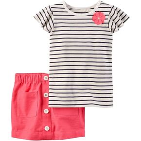 Carter's Girls' 2 Pc Playwear Sets 259g352, Stripe, 5T
