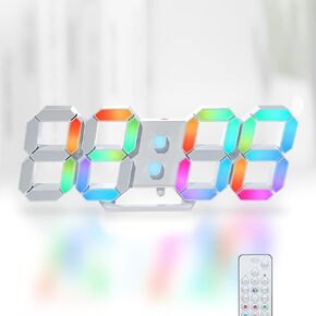 KOSUMOSU Digital Clock Large Display 15" Wall Clock for Bedroom Aesthetic Modern LED Clock Decor for Living Room with Remote/Dimmer/Date/Temp (Black Wall Clock)