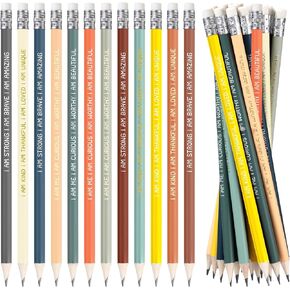 Fumete 36 Pcs Back to School Gifts for Students Gifts from Teacher Motivational Pencils Inspirational Sayings Pre Sharpened Sharpened Pencils Bulk #2 HB Wood Pencils Bulk Classroom Gifts (Dark Color)