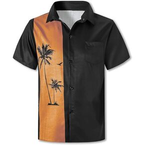 Cromoncent Mens Short Sleeve Hawaiian Shirts Vintage Button Down Shirts Cruise Shirts