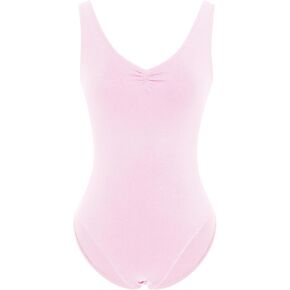 IBAKOM Ballet Leotard Women V Neck Sleeveless Team Basic Gymnastics Leotard Plus Size Camisole Tank Leotard Dance Outfits