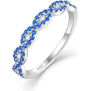 Twisted Stackable Ring 925 Sterling Silver Infinity Ring Round Birthstone Eternity Jewelry for Women