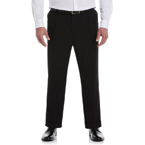 Savane Men's Big & Tall Performance No Iron Double Pleated Gabardine Pants with Expandable Waistband