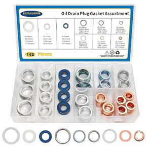 142 PCS Oil Drain Plug Gasket Assortment, Automotive Oil Crush Washers Seals Kit, M11 M12 M14 M16 M18 M20