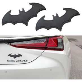 Pincuttee 2PC 3D Metal Sticker for Car,Bat Sticker for Car, Car Emblem Stickers,Car Exterior Decal and Sticker,Bumper Sticker for Car/SUV/Truck(Silver,2PC)