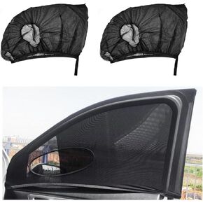 2 PCS Car Window Shades, 25"×19.7" Breathable Mesh Auto Rear Side Window Sunshade for Heat & UV Rays Protection, High Stretchy Window Cover Screen for SUV, Car Accessories