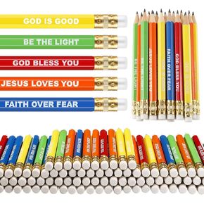 100 Pcs Jesus Loves You Mini Pencils Bulk Inspirational Golf Pencils Christian Gifts for Kids Religious Sunday Class Supplies Back to School for First Day of School(Rainbow Color)