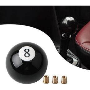 1 PC 8 Ball Car Gear Shift Lever knob with 3 Adapters, 2.16In Acrylic Smooth Manual Vehicle Shifter Accessories, Universal Waterproof Automotive Protector Replacement (Black & White)