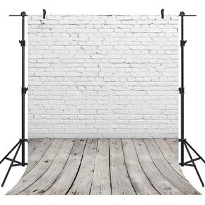 5x5Ft White Brick Wall Backdrop for Baby Shower Birthday Festival Themed Party Photography Background Adult Portrait Wallpaper Photo Video Shooting Studio Props