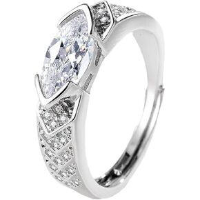 Magtherapy Lymphatic Therapy Titanium Ion Moissanite Diamond Ring, Unclog Bloodstream and Lymph Nodes Torina Crystal-Quartz Ionix Ring Open Cubic Zirconia Ring