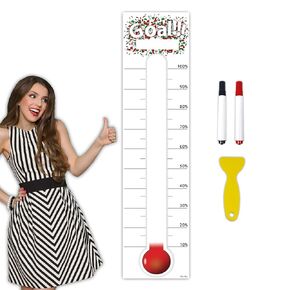 Goal Thermometer Chart Goal Tracker - 48"x12" Adhesive Dry Erase Fundraising Thermometer Sticker