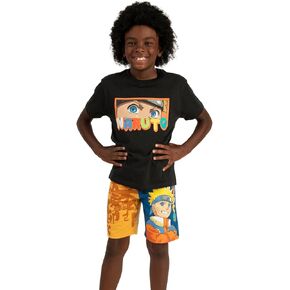 Naruto Close-Up Character Face Boy's Short Sleeve T-Shirt & Lounge Shorts Combo Set